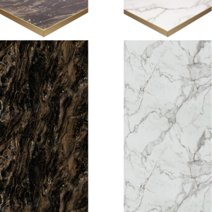 Premium High Gloss with Metallic Gold Edging - 25mm - Indoor Table Top - Rectangle - TabHG