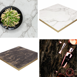 Premium High Gloss with Metallic Gold Edging - 25mm - Indoor Table Top - Square - TabHG