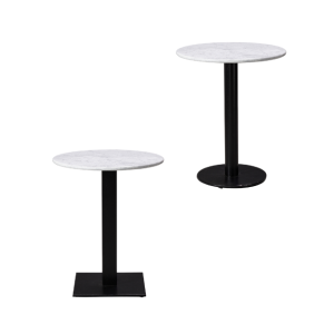 Forza Solid Marble Complete Table - Dining Table Height - Indoor / Outdoor - Round Top - Square / Round Base- TabFSM