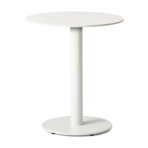Alternative view of Forza White with Porcelain Top - Complete Table - Dining Table Height - Indoor - Round Top - TabFzW