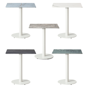 Forza White with Porcelain Top - Complete Table - Dining Table Height - Indoor - Square Top - TabFzW