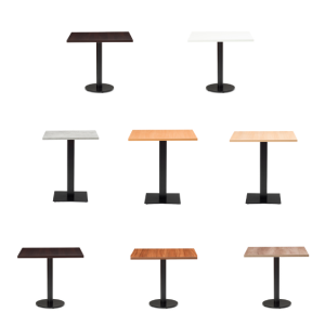 Synergy Black Single Columned Table - MFC Top - Dining Table Height - Indoor - Square Top - Square/Round Base - TabSyn