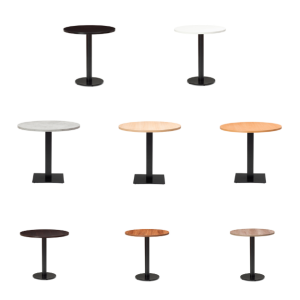 Synergy Black Single Columned Table - MFC Top - Dining Table Height - Indoor - Round Top - Square/Round Base - TabSyn