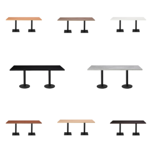 Synergy Black Twin Columned Table - MFC Top - Dining Table Height - Indoor - Rectangle Top - Square/Round Base - TabSyn
