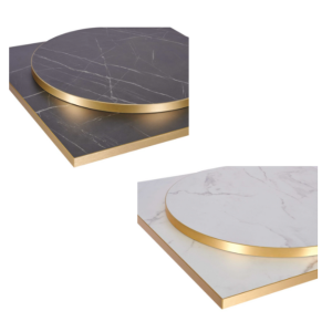 Egger Laminate - 25mm - Indoor Table Top - Round - Gold Edging - 2 Colours - Gbeg