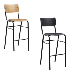 Tavo High Stool - Wooden Seat and Back - 2 Colour Options - Zptv