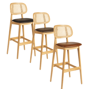 Relish Bar Stool - Natural Oak - Natural Cane Back - 3 Seat Pad Options - Zprlsh