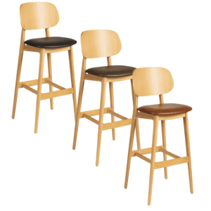 Relish Bar Stool - Natural Oak - Natural Solid Back - 3 Seat Pad Options - Zprlsh