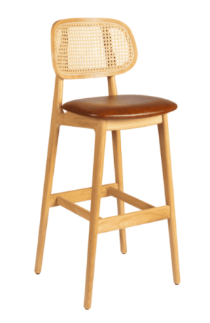 Alternative view of Relish Bar Stool - Natural Oak - Natural Cane Back - 3 Seat Pad Options - Zprlsh