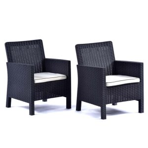 Alternative view of Barcelona - Rattan Tub Armchair - (2 Chairs) - Brown/Anthracite - Lbbr