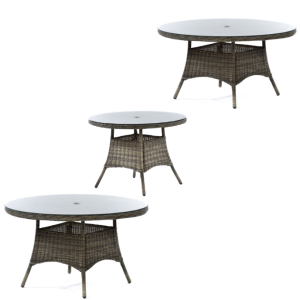 London Classic Rattan Dining Table - Glass Top - 3 Variations - Lbln