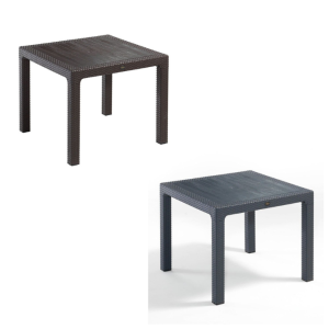 Barcelona - Rattan Effect Polypropylene - Square 90x90cm Dining Table - Brown/Anthracite - Lbbr