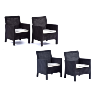 Barcelona - Rattan Tub Armchair - (2 Chairs) - Brown/Anthracite - Lbbr
