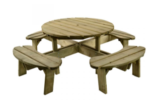 Glasgow Picnic Table - 8 Seat Round - 2.15M Diameter - Green Pine - FSC® -LbAb