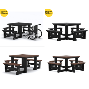 Hexon Eco - 8 Seat Square Recycled Plastic Picnic Table - with/without wheelchair access - Lbhc